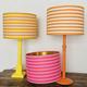 STRIPED TULA Lampshade with GOLD Lining, Circus Stripe Shade, Pink Lampshade, Orange Lampshade, Striped Lampshade, Striped Ceiling Lamp