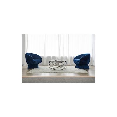 SalesFever Couchtisch Ø 80 cm rund | Sicherheitsglasplatte klar 8 mm | Gestell rostfreier Edelstahl | Silber