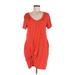 Venus Casual Dress - Shift Scoop Neck Short sleeves: Orange Solid Dresses - Women's Size Medium