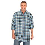 Men's Big & Tall Holiday Plaid Flannel Shirt by Liberty Blues in Shadow Blue Plaid (Size 5XL)