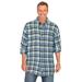 Men's Big & Tall Holiday Plaid Flannel Shirt by Liberty Blues in Shadow Blue Plaid (Size 5XL)