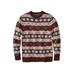 Men's Big & Tall Holiday Crewneck Sweater by KingSize in Oatmeal Fair Isle (Size 3XL)