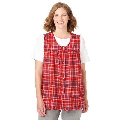 Plus Size Women's Snap-Front Apron by Only Necessities in Vivid Red Heart Plaid (Size 18/20)