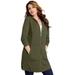 Plus Size Women's Mega-Length Thermal Hoodie. by Roaman's in Dark Olive Green (Size 12)