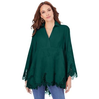 Plus Size Women's Embroidered Fit-and-Flare Tunic ...