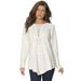 Plus Size Women's Lace Yoke Pullover by Roaman's in Ivory (Size M) Sweater