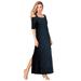 Plus Size Women's Ultrasmooth® Fabric Cold-Shoulder Maxi Dress by Roaman's in Black Sparkle (Size 26/28)