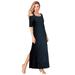 Plus Size Women's Ultrasmooth® Fabric Cold-Shoulder Maxi Dress by Roaman's in Black Sparkle (Size 14/16)