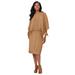 Plus Size Women's Cable Knit Cape Sweater Dress by Jessica London in Brown Maple (Size 30/32)
