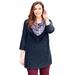 Plus Size Women's Impossibly Soft Tunic & Scarf Duet by Catherines in Navy Medallion (Size 1XWP)