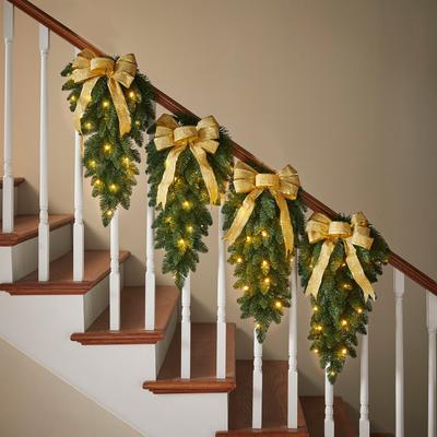 Pre-Lit Stair Swags, Set of 4 by BrylaneHome in Go...