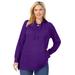 Plus Size Women's Washed Thermal Lace-Up Hooded Sweatshirt by Woman Within in Radiant Purple (Size 14/16)