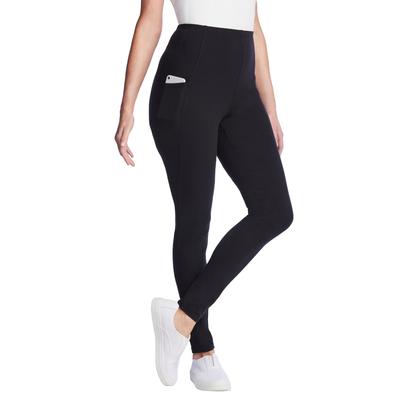 Plus Size Women's Stretch Cotton Pocket Legging by Woman Within in Black (Size 3X)