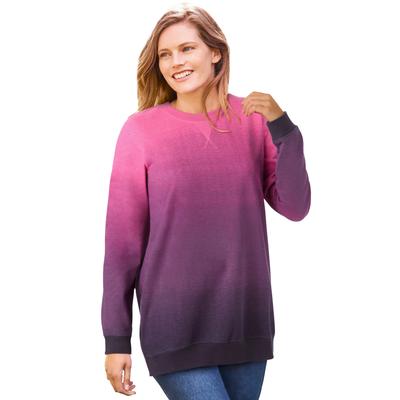 Plus Size Women's Printed Sweatshirt by Woman Within in Peony Petal Ombre (Size 3X)