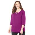 Plus Size Women's Suprema® Triple Keyhole Tee by Catherines in Berry Pink (Size 6X)