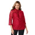 Plus Size Women's Lace Twist Top by Jessica London in Classic Red (Size 1X)