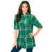 Plus Size Women's Flannel Tunic by Roaman's in Midnight Vine Plaid (Size 36 W) Plaid Shirt