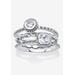 Women's .62 Tcw Sterling Silver Stack 3 Piece Cubic Zirconia Ring Set by PalmBeach Jewelry in Silver (Size 7)