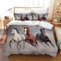 UGZDEA Horse Bed Linen Set - White Bed Linen 3-Piece Set Bed Linen for Adults Bedroom Decor (King（220x240cm）, B)