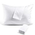 FAUNNA Hidden Zippered Pillow Protectors Cover Queen Size Set of 4 - Soft Quiet Sateen 100% Long-Staple Cotton Cases -Comfortable and Cozy White Bed Pillow Cover