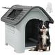 YITAHOME Medium Plastic Dog House, Water Resistant & Anti-UV Insulated Pet House Outdoor Indoor, Dog Kennels for Outside Puppy Shelter with Elevated Floor/Air Vents/Skylight, Grey, 87 x 72 x 75 cm