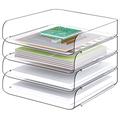 Tomorotec Desk Letter Tray Set, A4 Size Clear PET Stackable Document Organizer Office Desktop File Paper Holder Book Storage Rack Side Load Anti-Skid Stacking Support Convex Bottom (4X Portrait)