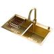 Kitchen Golden Stainless Steel Double Bowl Sink Vegetable Sink Kitchen Double Sink With Mixer Tap Large Domestic Sink Dishwasher Sink Sinks (Color : Gold, Size : 78 * 43 * 21cm)