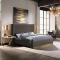 Meridian Furniture USA Platform Bed Wood & /Upholstered/Polyester in Brown | 65 H x 78 W x 86.5 D in | Wayfair HaltonBrown-Q