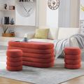 Latitude Run® Montrae 45" Wide Oval Storage Ottoman Bench w/ 2 Small Stool for End of Bed Set Polyester in White | 19 H x 45 W x 20 D in | Wayfair