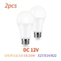 Ampoule LED E14 B22 DC 12V 3/6/9/12/15/18/20W pour éclairage à basse tension lot de 2 pièces
