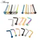 Alisouy 1PC 20G Steel Nose Rings Nariz Earrings Nostril Piercings Nose Screw Curved Prong Nose Stud