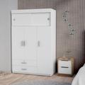 Elirya 2 Piece Bedroom Set, Tucson Armoire + Washington Nightstand, White / Light Oak - FM Furniture CBED196