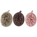 3 Pcs Bath Ball Bath Bubble Net Solid Color Bath Sponge Portable Bath Flower Bathing Accessory (Khaki Dark Coffee Dark Pink)