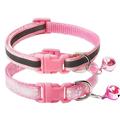 CHBORCHICEN 2-Pack Footprint & Reflective Dog Collar with Bell Basic Dog Collar Buckle Adjustable Polyester Dog Collar or Seatbelts (Small Pink)