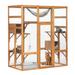 Outdoor Cat Enclosure 62.4 Large Cat Catio House for Cats Wooden Cat Cage with Platforms Sleeping Houses Cat Run House Kennel for Multiple Pets Orange