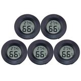 Digital humidity meter 5PC Round Digital Hygrometer Thermometer Embedded Electronic Digital Hygrometer Acrylic Reptile Pet Humidity Meter for Pet Store Home Use (Black)
