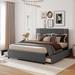 Full/Queen Size Linen Fabric Upholstered Platform Bed with 4 Storage Drawers and Classic Headboard, No Box Spring Needed