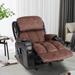 Black Brown Faux Leather Recliner Chair with Adjustable Heating Massage