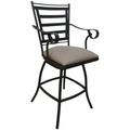 Jenna Outdoor/Indoor Bar Stool 30 Arms - Canvas Patty Tan on Dark Nut