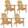 Set Of 4 Folding Adirondack Chair Outdoor Weather Resistant Chairs For Patio Deck Garden Backyard Deck Fire Pit Brown