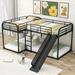 L-Shaped Bunk Bed Full & Twin Size with Slide, Short Ladder & Safety Rail - Premium Steel Slat Support - Kids' Bedroom Furniture