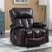 Manual Vibration Massage Recliner, Adjustable Single Heating Lounge Chair for Living Room, Dual USB ports & Cupholders