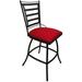 Jenna Outdoor/Indoor Bar Stool 30 NO Arms - Red Linen Fabric on Dark Nut Frame