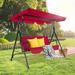 COVERONICS 3-Seat Patio Swing Chair Outdoor Porch Swing with Adjustable Canopy and Durable Steel Frame for Patio Garden Poolside(Red)