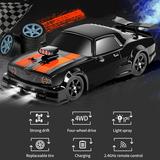 Carevas Remote Control Drift Car 1/16 Remote Control Spray Car 2.4GHz 4WD Remote Control Race Car Kids Gift for Kids Boys Girls with LED Lights Tires Replaceable