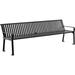 Global Industrial 8 ft. Outdoor Park Bench with Back Vertical Steel Slat Black Unassembled