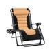 Zero Gravity Chair Oversized Padded Folding Recliner with 2 Upholders 1 Phone Mount Outdoor Lounge Chair Black/Tan