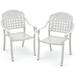 Costway 2pcs Patio Cast Aluminum Armrest Chairs Dining Stackable Outdoor White