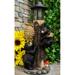 Large Climbing Black Bear Cubs With Beehive Statue W/ Solar LED Lantern Light