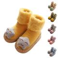 LYCAQL Toddler Shoes Autumn And Winter Cute Children Toddler Shoes Boys And Girls Flat Bottom Floor Socks Shoes Non Slip Girl Tennis Shoes (Yellow 4 )